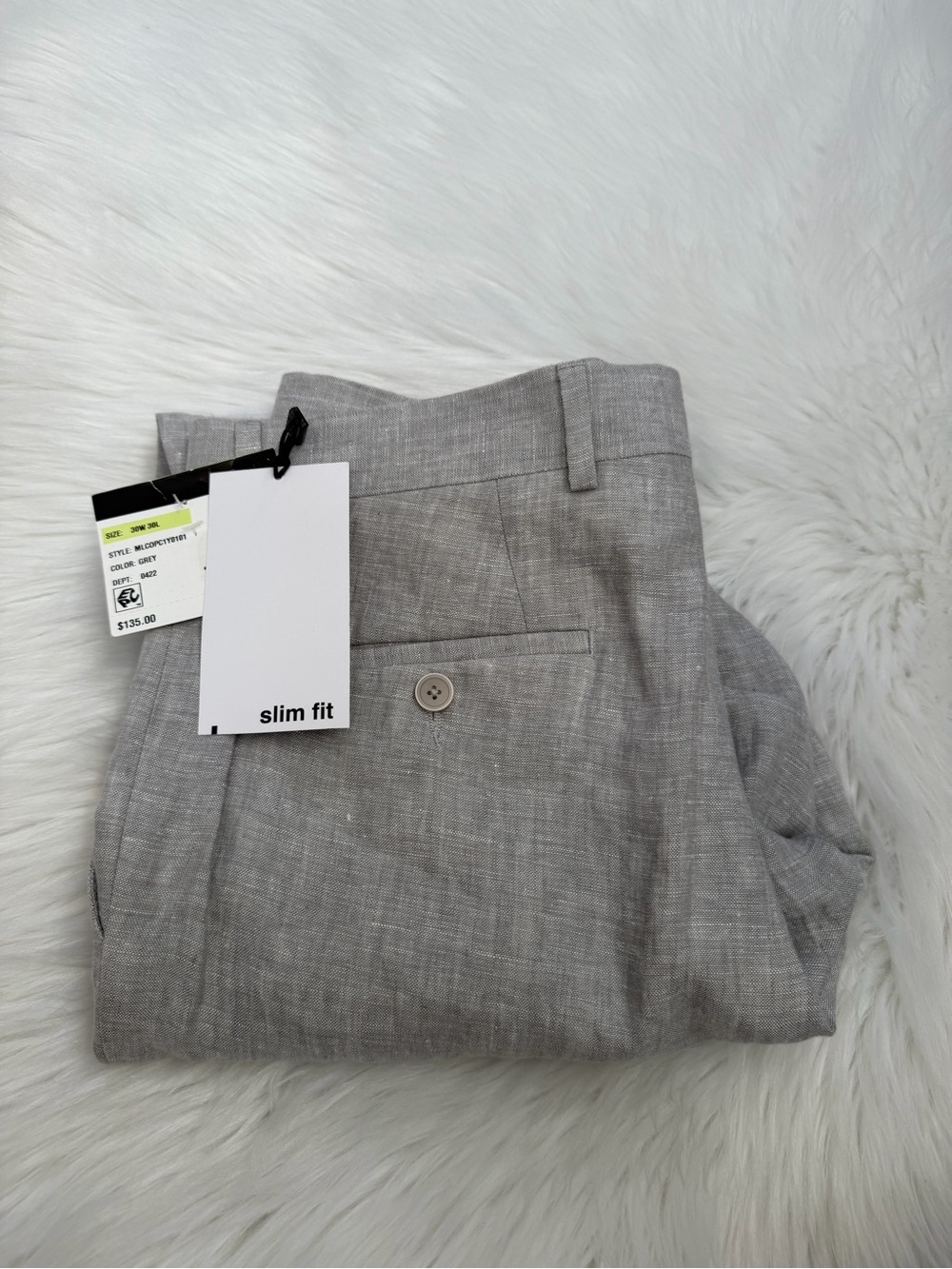Bar III Slim Fit Light Gray Linen Dress Pants Sz 30 x 30